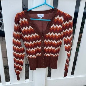 Unique Vintage Multicolor Zigzag Cardigan
